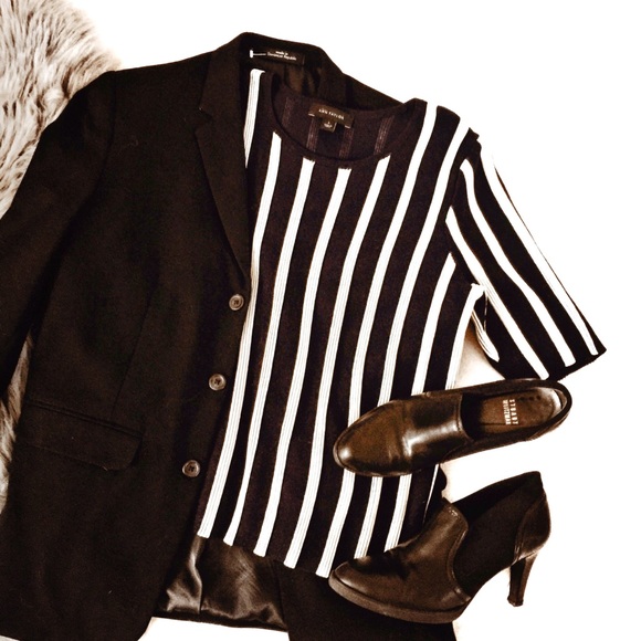 Ann Taylor Tops - Ann Taylor Thick Knit Navy/White Striped Top